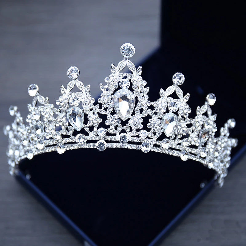 Silver Wedding Hair Tiara Crystal Crown