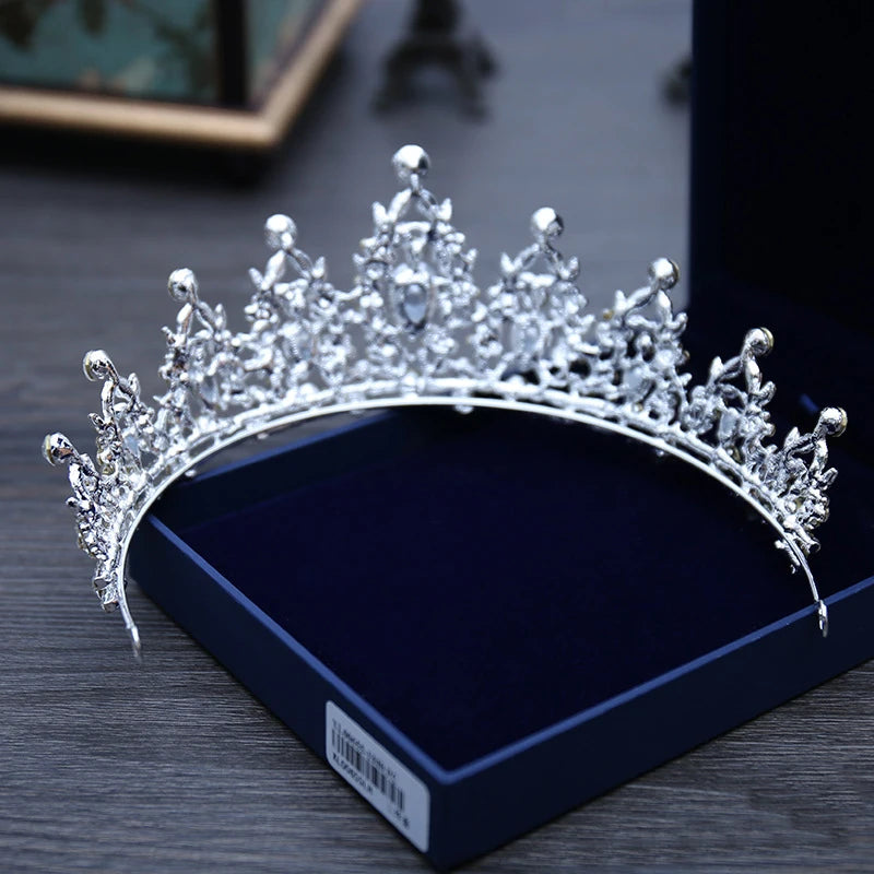 Silver Wedding Hair Tiara Crystal Crown