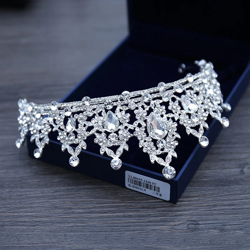 Silver Wedding Hair Tiara Crystal Crown