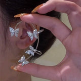 Silver Color Metal Butterfly Ear Clips