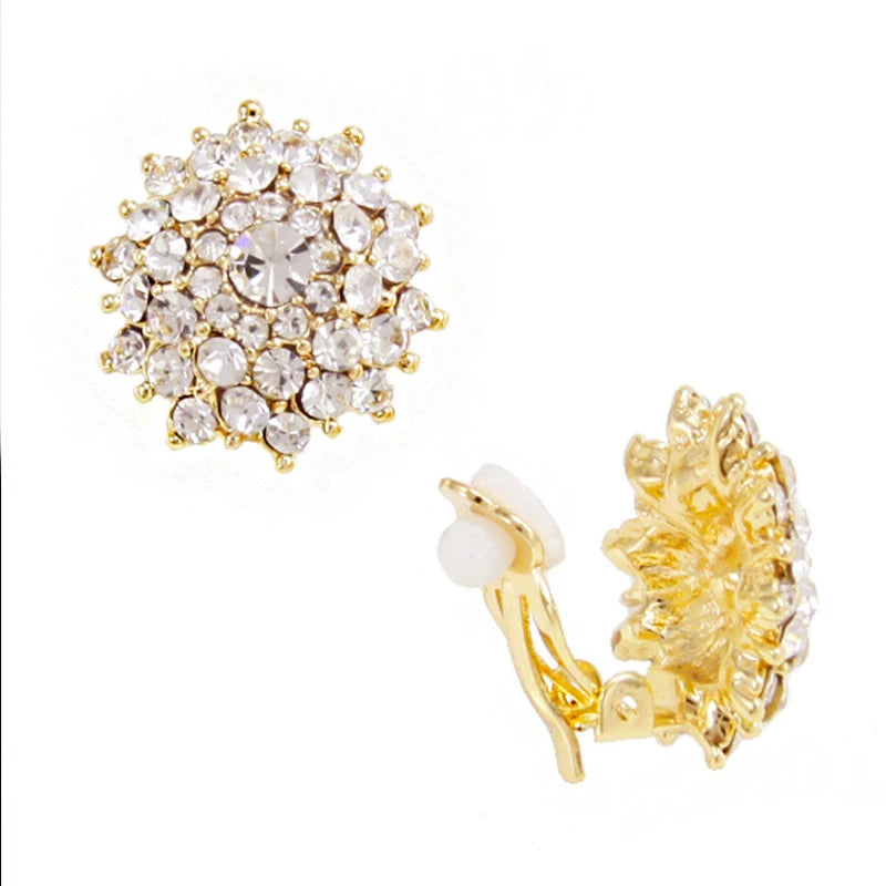 Luxury Sparkly Rhinestone Clip on Earrings