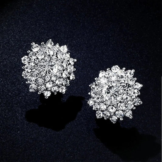 Luxury Sparkly Rhinestone Clip on Earrings