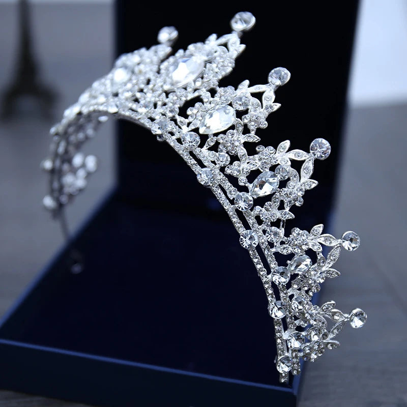 Silver Wedding Hair Tiara Crystal Crown