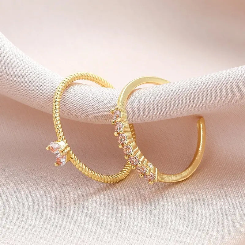 Trendy Gold Color Heart Zircon Rings Set